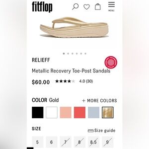 Fitflops “Sold Out in Gold” size 8 metallic recovery Toe-Post sandals.